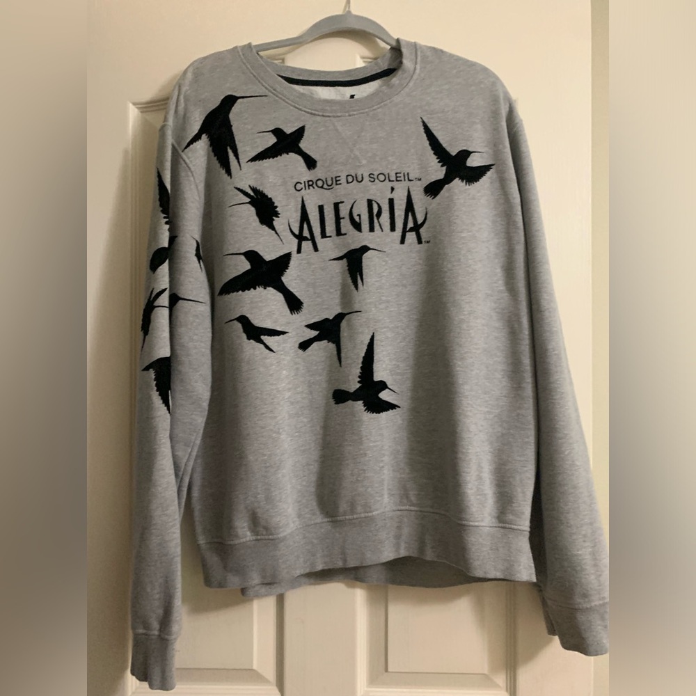 Cirque Du Soleil Alegria Grey Bird Sweater Size XL